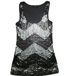 Express Silver Sequin Party Sleeveless Top